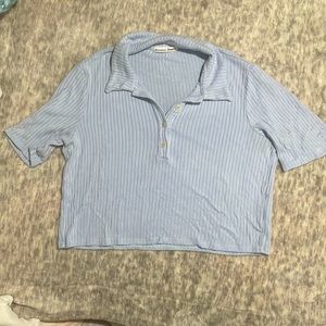 Reformation Robby Crop Knit Polo Top in Blue